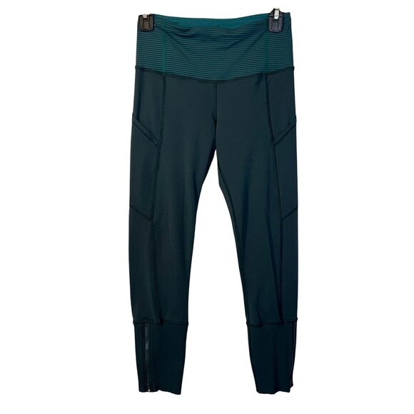 Lululemon Rebel Runner Crop Dark Fuel Forage Teal Leggings 4 Athletic Gym - Picture 2 of 6